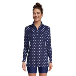 Lands' End Women's Quarter Zip Long Sleeve Tunic Rash Guard Cover-up UPF 50 Sun Protection -Clothing store GUEST 028203bf 5419 438c 85f4 633ab14d26be