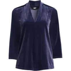 Lands' End Women's 3/4 Sleeve Velvet Top -Clothing store GUEST 02863224 9fbc 4114 b656 b15bfe9bfc8e