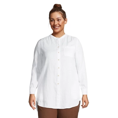 Lands' End Women's Linen A-Line Long Sleeve Tunic Top 3 Lands' End Women's Linen A-Line Long Sleeve Tunic Top - Image 3