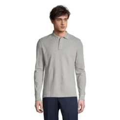 School Uniform Young Men's Long Sleeve Mesh Polo Shirt