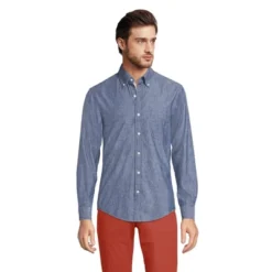 Lands' End Men's Long Sleeve Traditional Fit Chambray Shirt -Clothing store GUEST 08a1ca25 e804 4119 bcd2 792a16643d80