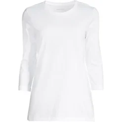 Lands' End Women's 3/4 Sleeve Supima Cotton Crewneck Tunic -Clothing store GUEST 0d501263 89f3 44a8 8255 481a4d53a7b7