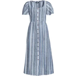Lands' End Women's Linen Sweetheart Button Front Midi Dress -Clothing store GUEST 0f20f1f9 1498 49ed 9cec 97694b277e6c