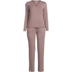 Lands' End Women's Cooling 2 Piece Pajama Set - Long Sleeve Crossover Top And Pants -Clothing store GUEST 1049a94c fc14 4356 9f01 c963fb39d545