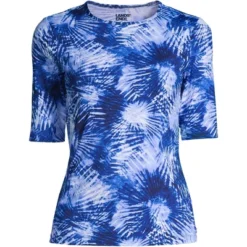 Lands' End Women's Crew Neck Elbow Sleeve Rash Guard UPF 50 Sun Protection Modest Swim Tee -Clothing store GUEST 1305d815 49c8 4180 ba1f 3fc273bed5ee