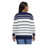 Lands' End Women's Fine Gauge Cotton V-Neck Pullover Tunic Sweater - Stripe