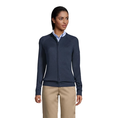 Lands' End School Uniform Women's Cotton Modal Zip-front Cardigan Sweater 1 Lands' End School Uniform Women's Cotton Modal Zip-front Cardigan Sweater