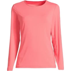 Lands' End Women's Long Crew Neck Long Sleeve Rash Guard UPF 50 Sun Protection Modest Swim Tee -Clothing store GUEST 18e9442c 4d9d 4e25 95ab 42e69a32efa2