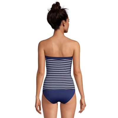 Lands' End Women's Long Chlorine Resistant Bandeau Tankini Swimsuit Top With Removable Adjustable Straps 1 Lands' End Women's Long Chlorine Resistant Bandeau Tankini Swimsuit Top With Removable Adjustable Straps