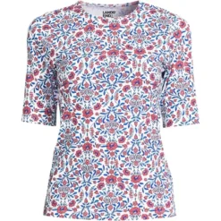 Lands' End Women's Crew Neck Elbow Sleeve Rash Guard UPF 50 Sun Protection Modest Swim Tee -Clothing store GUEST 1a643867 0a01 4531 9f0c 8e6ad6e73fc6