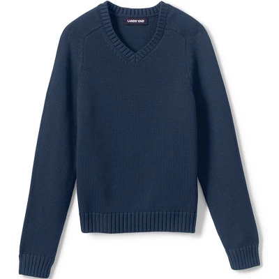 Lands' End School Uniform Kids Cotton Modal V-neck Sweater 2 Lands' End School Uniform Kids Cotton Modal V-neck Sweater - Image 2