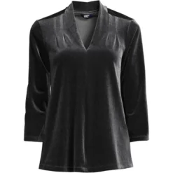 Lands' End Women's 3/4 Sleeve Velvet Top -Clothing store GUEST 235e9e5f 0e11 4744 96f3 80e32cf000dc