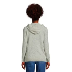 Lands' End Women's Cashmere Front Zip Hoodie Sweater