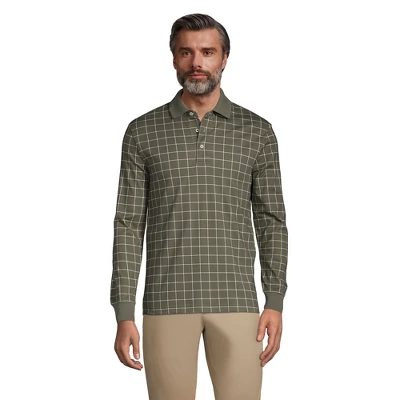 Lands' End Men's Long Sleeve Jacquard Super Soft Supima Polo Shirt 3 Lands' End Men's Long Sleeve Jacquard Super Soft Supima Polo Shirt - Image 3