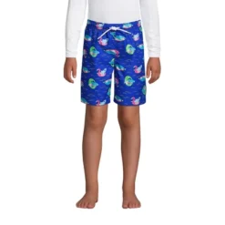 Lands' End Boys Slim Printed Volley Swim Trunks