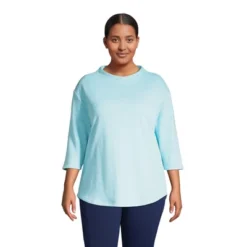 Lands' End Women's Serious Sweats 3/4 Sleeve Funnel Neck Top -Clothing store GUEST 25e7b2c1 caa5 40ee bf04 4869b2a7c781
