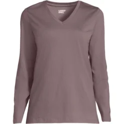 Lands' End Women's Relaxed Supima Cotton Long Sleeve V-Neck T-Shirt -Clothing store GUEST 260c9a0d 9317 42f7 a1b8 92aa9223d852