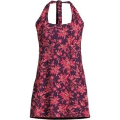 Lands' End Women's Chlorine Resistant Square Neck Halter Swim Dress One Piece Swimsuit -Clothing store GUEST 2774db5a d23e 4bb4 afc7 f3b0bc776553