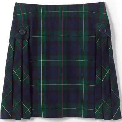 Lands' End School Uniform Girls Slim Side Pleat Plaid Skort Above Knee 3 Lands' End School Uniform Girls Slim Side Pleat Plaid Skort Above Knee - Image 3