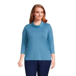 Lands' End Women's 3/4 Sleeve Light Weight Jersey Cowl Neck Top -Clothing store GUEST 2d002c30 5b23 400a 97dd 42fe35a973da