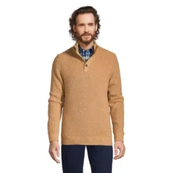 Lands' End Men's Cotton Blend Button Mock Neck Sweater -Clothing store GUEST 2d1a1e27 67c1 4818 840b a286b34e0747