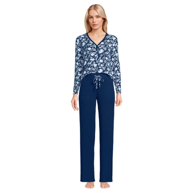 Lands' End Women's Cozy 2 Piece Pajama Set - Long Sleeve Top And Pants 2 Lands' End Women's Cozy 2 Piece Pajama Set - Long Sleeve Top And Pants - Image 2
