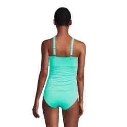 Lands' End Women's Chlorine Resistant High Neck To One Shoulder Multi Way One Piece Swimsuit