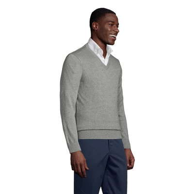 Lands' End School Uniform Men's Cotton Modal Fine Gauge V-neck Sweater 2 Lands' End School Uniform Men's Cotton Modal Fine Gauge V-neck Sweater - Image 2