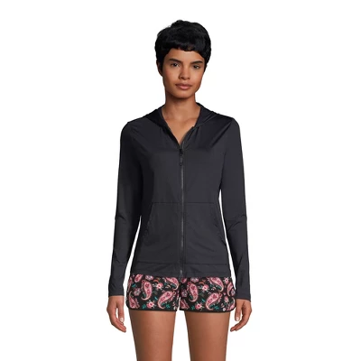 Lands' End Women's Hooded Full Zip Long Sleeve Rash Guard UPF 50 Sun Protection Cover-up Pockets 2 Lands' End Women's Hooded Full Zip Long Sleeve Rash Guard UPF 50 Sun Protection Cover-up Pockets - Image 2