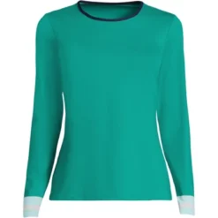 Lands' End Women's Long Crew Neck Long Sleeve Rash Guard UPF 50 Sun Protection Modest Swim Tee -Clothing store GUEST 31eba280 c117 486a ad88 56f8917ac384