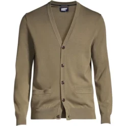 Lands' End Men's Fine Gauge Supima Cotton V-Neck Cardigan Sweater -Clothing store GUEST 368b79d7 4501 4db1 a6e7 3027b2fc2a7e