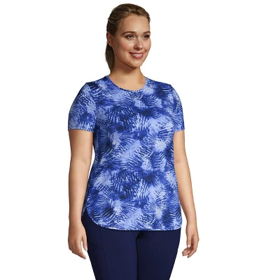 Lands' End Women's Moisture Wicking UPF Sun Short Sleeve Curved Hem Tunic Top-Print 2 Lands' End Women's Moisture Wicking UPF Sun Short Sleeve Curved Hem Tunic Top-Print - Image 2