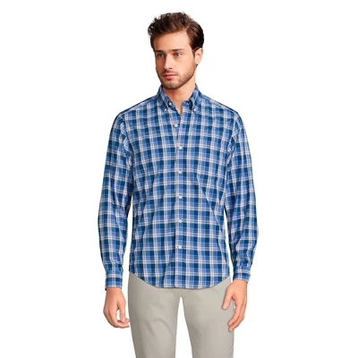 Lands' End Men's Tailored Fit Essential Lightweight Long Sleeve Poplin Shirt 5 Lands' End Men's Tailored Fit Essential Lightweight Long Sleeve Poplin Shirt - Image 5