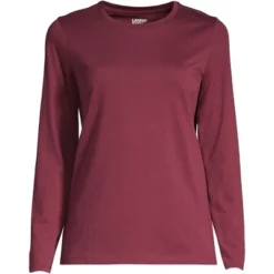 Lands' End Women's Relaxed Supima Cotton Long Sleeve Crewneck T-Shirt -Clothing store GUEST 3a3d2178 edbb 4c28 9c69 0ce59263a5ad