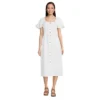 Lands' End Women's Linen Sweetheart Button Front Midi Dress