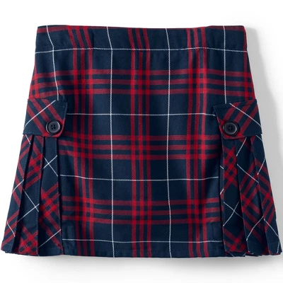 Lands' End School Uniform Girls Slim Side Pleat Plaid Skort Above Knee 6 Lands' End School Uniform Girls Slim Side Pleat Plaid Skort Above Knee - Image 6