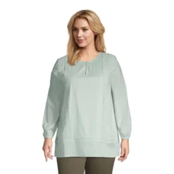 Lands' End Women's Cotton Long Sleeve Split Neck Tunic Top -Clothing store GUEST 480f7cec 1031 4fc7 ba07 21d613e1f6bc