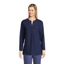 Lands' End Women's Wrinkle Free No Iron Split Neck Soft Tunic Top -Clothing store GUEST 48a9ea22 3ee8 4f78 bc09 73012da3e6fd