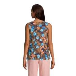 Lands' End Women's Crinkle Knit Tiered Tank Top