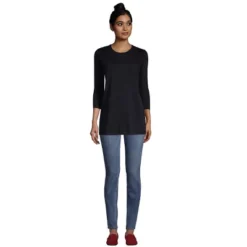 Lands' End Women's 3/4 Sleeve Supima Cotton Crewneck Tunic -Clothing store GUEST 4fea15b9 353f 4aff 8c75 23b55703e0e8