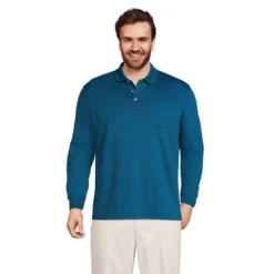 Lands' End Men's Long Sleeve Super Soft Supima Polo Shirt With Pocket -Clothing store GUEST 5101cd00 4267 483d 8236 a3799e3944b0