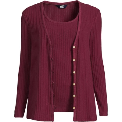 Lands' End Women's Wide Rib Cardigan And Tank Set 4 Lands' End Women's Wide Rib Cardigan And Tank Set - Image 4