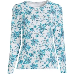 Lands' End Women's Long Crew Neck Long Sleeve Rash Guard UPF 50 Sun Protection Modest Swim Tee -Clothing store GUEST 5a160532 54e5 483d bcdb 0c523eeed178