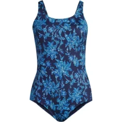 Lands' End Women's Long Chlorine Resistant Scoop Neck Soft Cup Tugless Sporty One Piece Swimsuit -Clothing store GUEST 5b8f518a a6cb 4177 aea2 347fe407c737