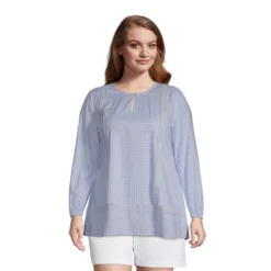 Lands' End Women's Cotton Long Sleeve Split Neck Tunic Top -Clothing store GUEST 5d095af8 548b 4b59 8c52 19e985a6162c