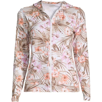 Lands' End Women's Hooded Full Zip Long Sleeve Rash Guard UPF 50 Sun Protection Cover-up Pockets 5 Lands' End Women's Hooded Full Zip Long Sleeve Rash Guard UPF 50 Sun Protection Cover-up Pockets - Image 5