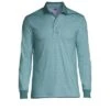 Lands' End Men's Long Sleeve Jacquard Super Soft Supima Polo Shirt