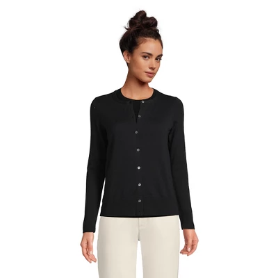 Lands' End Women's Fine Gauge Cotton Cardigan Sweater 2 Lands' End Women's Fine Gauge Cotton Cardigan Sweater - Image 2