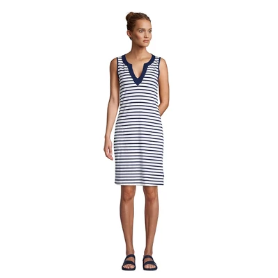 Lands' End Women's Cotton Jersey Sleeveless Swim Cover-up Dress 2 Lands' End Women's Cotton Jersey Sleeveless Swim Cover-up Dress - Image 2