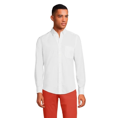 Lands' End Men's Tailored Fit Essential Lightweight Long Sleeve Poplin Shirt 3 Lands' End Men's Tailored Fit Essential Lightweight Long Sleeve Poplin Shirt - Image 3